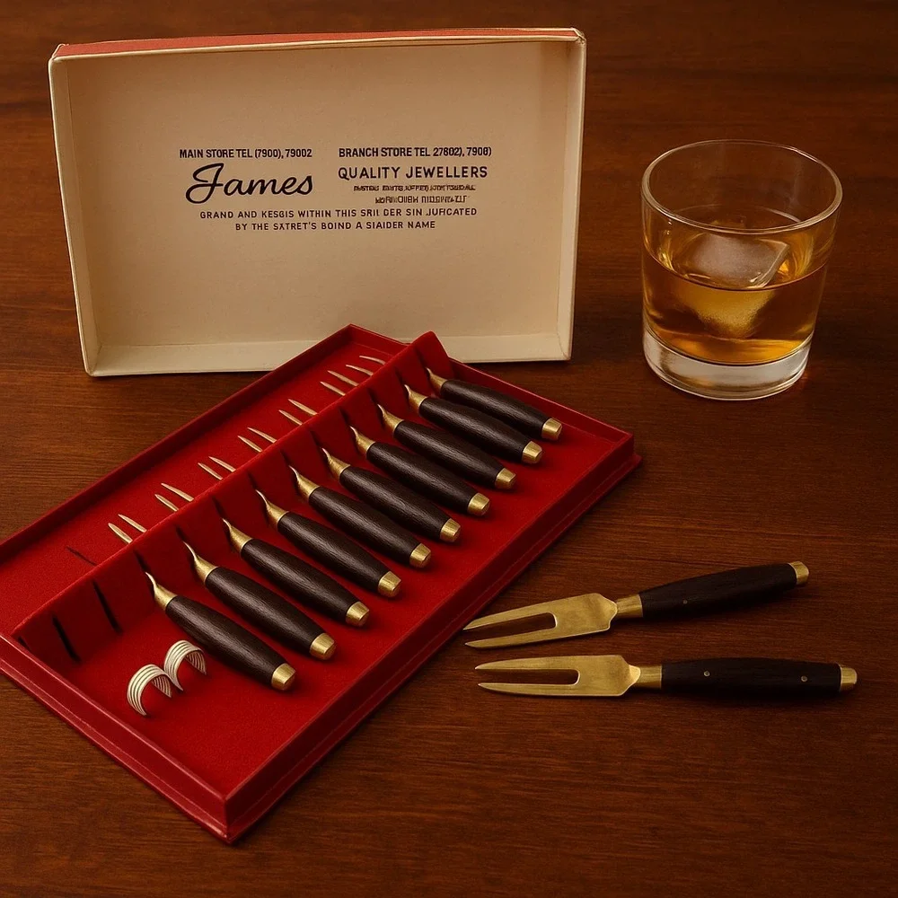 12 Vintage James Jewellers Bangkok‎ Canapé Cocktail Appetizer Charcuterie Forks
